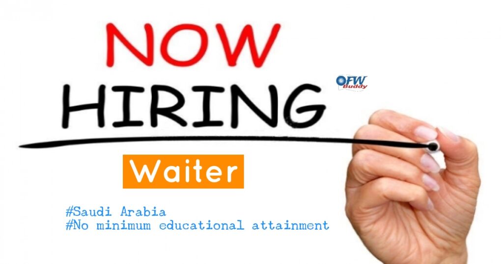 Unionskills International Inc. is now Hiring Waiter for WRAPS Arabia