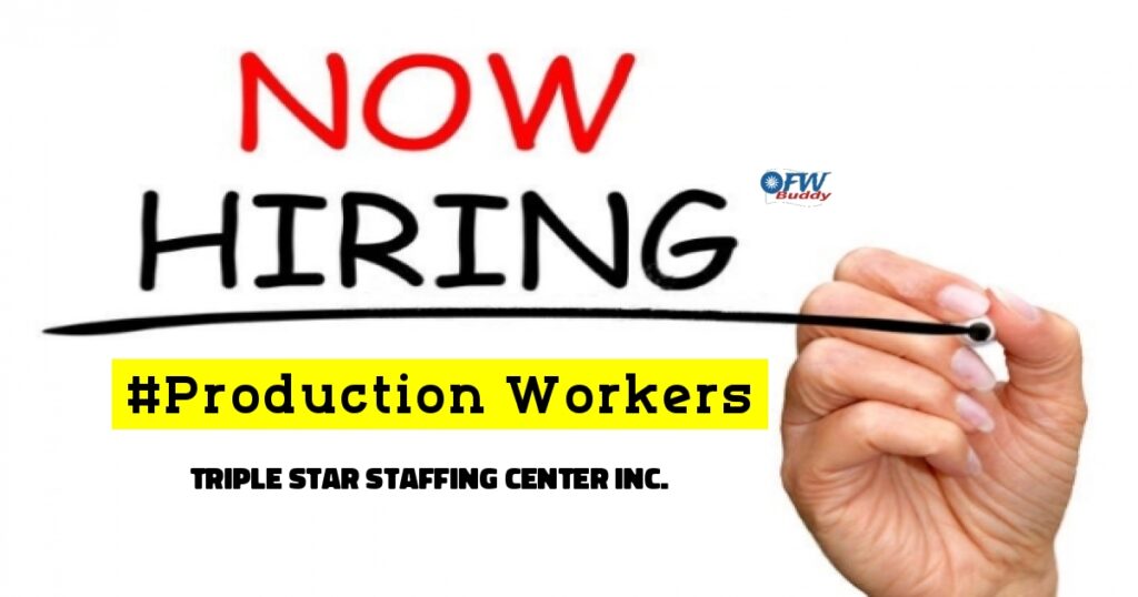 Triple Star Staffing Center Inc., is now Hiring Production Workers at
