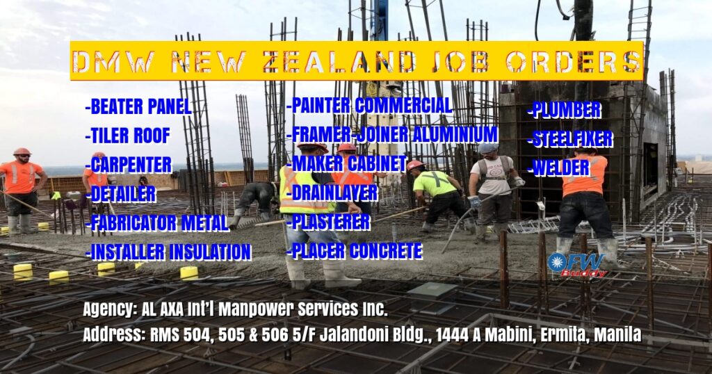 DMW Job New Zealand Order for Construction Site under AL AXA Int’l