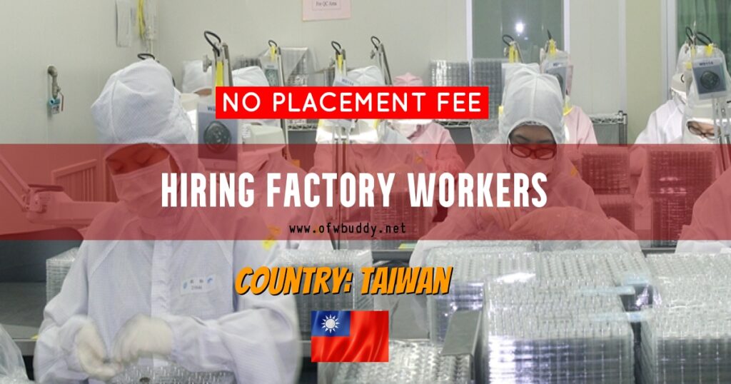 Hiring Factory Workers for Min Aik Precision Industrial Co., Ltd. OFW