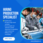Urgent Hiring! Production Specialists Wanted at DBR Human Resource and Services
