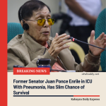 Former Senator Juan Ponce Enrile Reportedly in ICU Due to Pneumonia