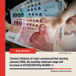 Taiwan to Increase Minimum Wage Starting January 2026
