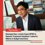 Batangas Rep. Leviste Urges DPWH to Release ‘Proponent Database’ Linked to Billions in Budget Insertions