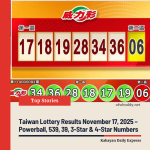Taiwan Lottery Results – Powerball, 539, 39, 3-Star & 4-Star Numbers