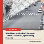 Wind-Blown Scaffolding Collapses in Tainan’s East District, Sparks Safety Concerns