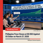 BREAKING: Philippine Peso Closes at 60.550 Against US Dollar today!