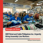 HBM Metal and Cable Philippines Inc. Urgently Hiring Assembly Line Workers