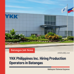 YKK Philippines Inc. Hiring Production Operators in Batangas