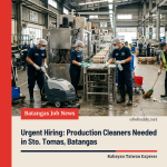 Urgent Hiring: Production Cleaners Needed in Sto. Tomas, Batangas