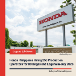 Honda Philippines Hiring 250 Production Operators for Batangas and Laguna in July 2026
